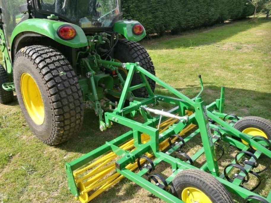 Green & Yellow Tractor Mounted Type 3 Double Roller ArenaMate Grader